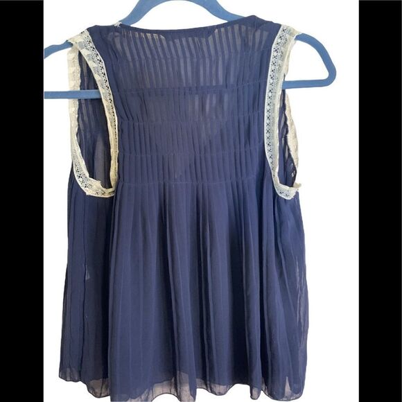 Zara navy silk sheer tank Size S - Picture 2 of 9